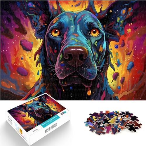 Puzzles für Erwachsene, 1000 Puzzles, Bunter Psychedelischer, bizarrer Hund, Geeignet für Erwachsene und Kinder über 12 Jahre, Holzpuzzles für Erwachsene, Lernspiel, Herausforderungsspielzeug, von LXQING