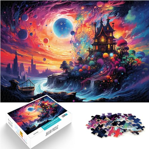 Puzzles für Erwachsene, 1000 Puzzles, Fantasie-buntes Haus, für Erwachsene und Kinder, Holzpuzzles, Heimdekorations-Puzzles, Größe: 50 x 75 cm von LXQING