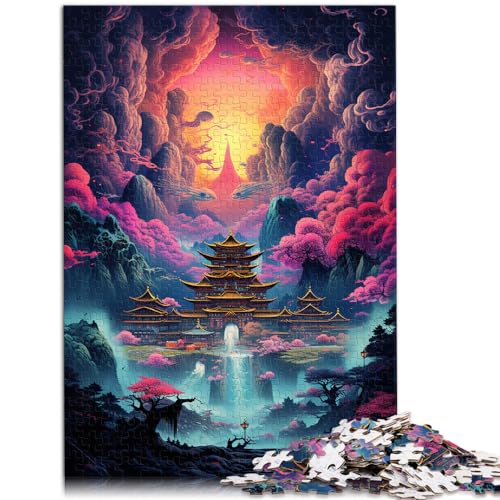 Puzzles für Erwachsene, 1000 Puzzles, farbenfrohe, psychedelische japanische Landschaft, für Erwachsene und Kinder ab 12 Jahren, Holzpuzzles für Erwachsene, Puzzle, praktisches Spiel, Größe:50 x 75 cm von LXQING