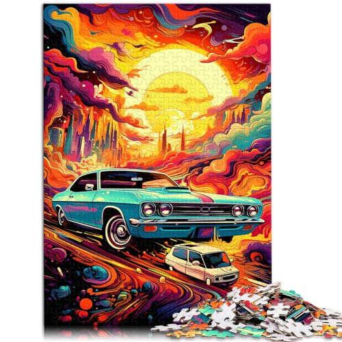 Puzzles für Erwachsene, 1000 Puzzles, farbenfrohe psychedelische Retro-Autos, für Erwachsene und Kinder ab 12 Jahren, Holzpuzzles für Erwachsene, Familienaktivität, Größe: 50 x 75 cm von LXQING