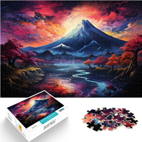 Puzzles für Erwachsene 1000, Farbenfroher Fuji-Berg, Geeignet für Erwachsene und Jugendliche ab 12 Jahren, Holzpuzzles, Puzzle mit farbenfrohen Designs, Größe: 50 x 75 cm von LXQING