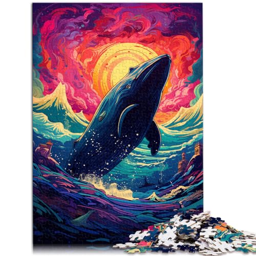 Schweres Puzzle für Erwachsene, 1000 Teile, Wal im Meer, für Erwachsene und Kinder ab 12 Jahren, Holzpuzzle, Erwachsene, Größe: 50 x 75 cm von LXQING