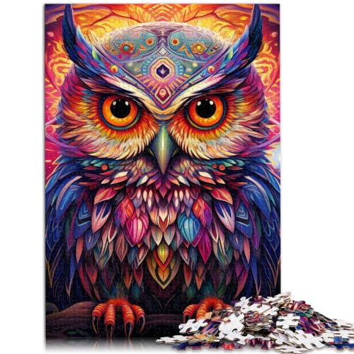 für Erwachsene, 1000 Teile, Tier-Eule, bunt, für Erwachsene und Kinder ab 12 Jahren, Holzpuzzle, Unmögliches Puzzle, Größe: 50 x 75 cm von LXQING