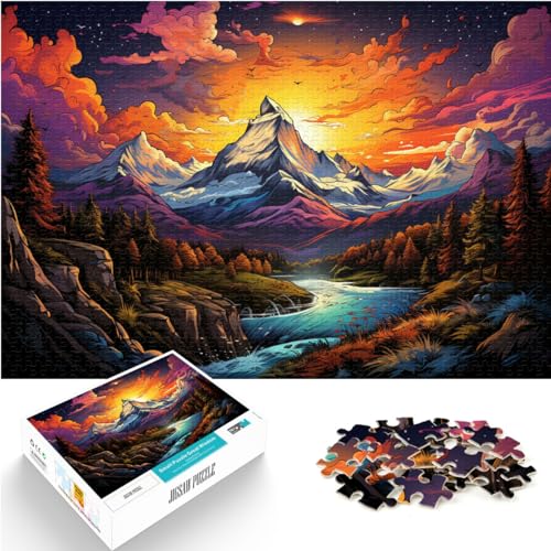 für Erwachsene, 500 Teile, Bunte Alpen, für Erwachsene und Kinder ab 12 Jahren, Holzpuzzle, Spielzeug-Wanddekoration, Größe: 38 x 52 cm von LXQING