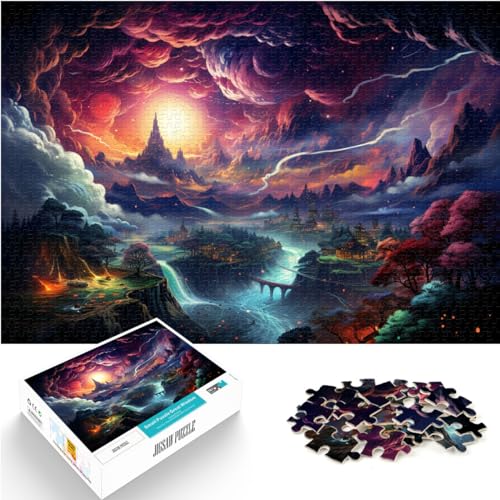 für Erwachsene 1000-teiliges Puzzle, Bunter Berg Fuji, für Erwachsene und Kinder ab 12 Jahren, Puzzle aus Holz, anspruchsvolles Spiel, Größe: 50 x 75 cm von LXQING