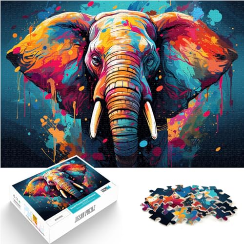 für Erwachsene 1000-teiliges Puzzle, Elefant, für Erwachsene und Kinder ab 12 Jahren, Holzpuzzle, Denkspiel, Größe: 50 x 75 cm von LXQING