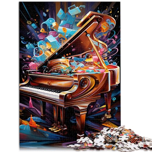 für Erwachsene 1000-teiliges Puzzle, buntes Klavier, für Erwachsene und Kinder ab 12 Jahren, Holzpuzzle, Spielzeug, Denkspiel, Größe: 50 x 75 cm von LXQING