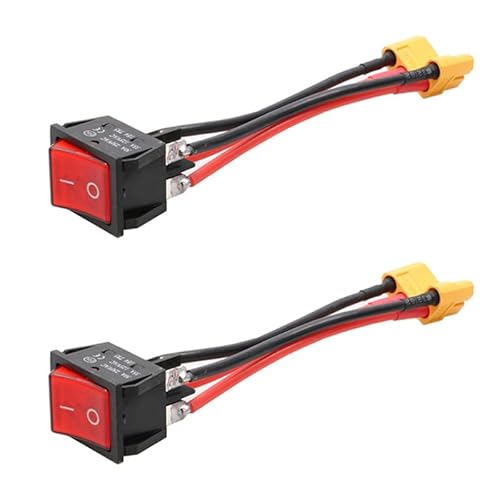 LXRTKL 2PCS 30A/250VAC 35A/125VAC Große Strom Schalter mit XT60/T Stecker 14AWG Kabel for RC Köder Schlepper Boot Batterie 550/775 Gebürstet Motor(with XT60) von LXRTKL