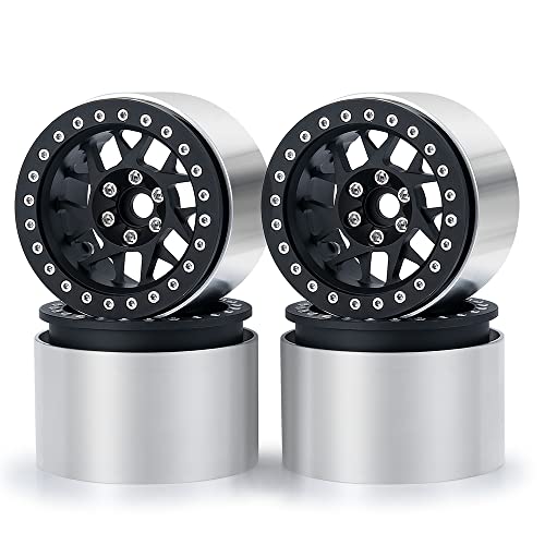 LXRTKL Metall 2,2 Zoll 45 mm breiter Beadlock-Felgennaben-Gummireifensatz for Axial RBX10 AXI03005 Wraith 1/10 RC Crawler Car(Black Wheel Rims) von LXRTKL