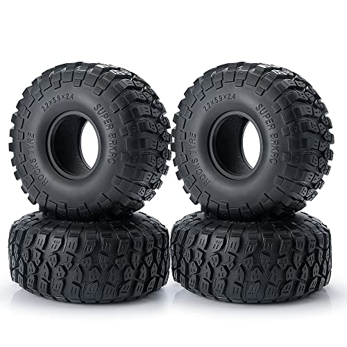 LXRTKL Metall 2,2 Zoll 45 mm breiter Beadlock-Felgennaben-Gummireifensatz for Axial RBX10 AXI03005 Wraith 1/10 RC Crawler Car(Rubber Tires) von LXRTKL