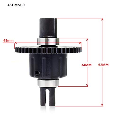 ZD Racing M1 38T 46T 48T 56T Stahlherstellung Vorder- und Hinterachsdifferential for 1/8 Kyosho Thunder Tiger RC Auto Buggy Truck(46T) von LXRTKL