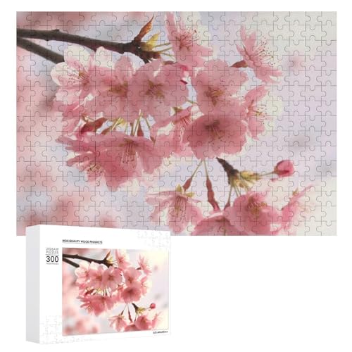 Cherry BlossomPuzzles 500 Teile, personalisiertes Puzzle für Erwachsene, Holzbild, Puzzle, herausforderndes Puzzle mit Aufbewahrungstasche, Heimdekoration, Fotos, Puzzle für Feiertage, Hochzeit von LXTDPBK