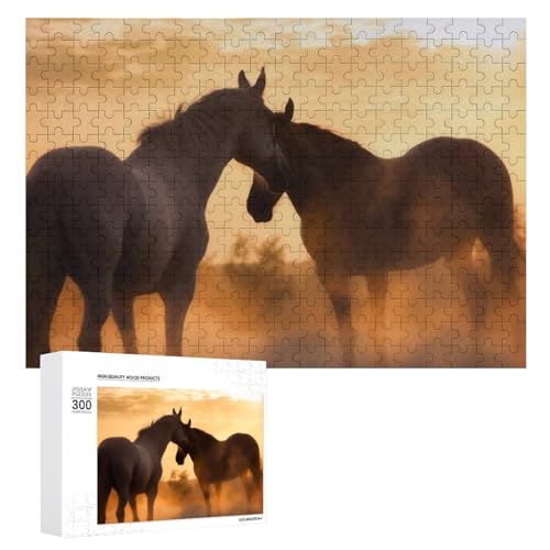 Pferde in LovePuzzles 500 Teile, personalisiertes Puzzle für Erwachsene, Holzbild, Puzzle, herausforderndes Puzzle mit Aufbewahrungstasche, Heimdekoration, Fotos, Puzzle für Feiertage, Hochzeit von LXTDPBK