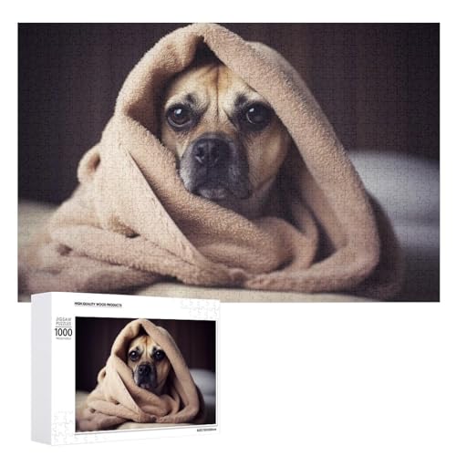 Puzzle Personalisiertes Fotopuzzle 1000/500/300 Teile Hund in einer Decke Haustier Puzzle für Erwachsene Holz Hochzeit Puzzle Familientreffen Puzzle für Halloween Feiertage Hochzeitsgeschenk von LXTDPBK