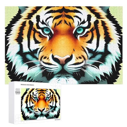 Puzzle Personalisiertes Fotopuzzle 1000/500/300 Teile Little Fat Tiger Head Pet Puzzle für Erwachsene Holz Hochzeit Puzzle Familientreffen Puzzle für Halloween Feiertage Hochzeitsgeschenk von LXTDPBK