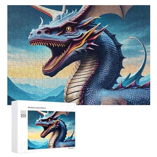 Roaring DragonPuzzles 500 Teile, personalisiertes Puzzle für Erwachsene, Holzbild, Puzzle, herausforderndes Puzzle mit Aufbewahrungstasche, Heimdekoration, Fotos, Puzzle für Feiertage, Hochzeit von LXTDPBK