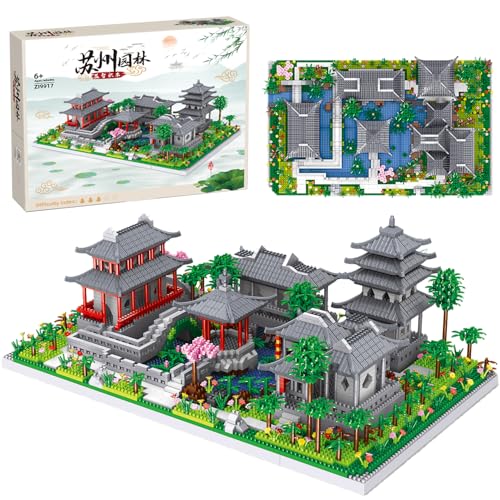 3930 Teile Micro Bausteine,Chinesische Architecture Suzhou Garden Architektur Mini Baustein,Klemmbausteine Haus mit LED,Modular Architektur Spielzeug Nicht Kompatibel mit Lego Haus von LXWINNER