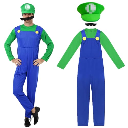 Kostüm Kinder/Erwachsene, Kostüm mit Bodysuit, Cap und Bart, Kinder Erwachsenen Cosplay Kostüm, Karneval Halloween Cosplay Kostüm Dekoration für Junge Mädchen Kinder Erwachsene Faschingskostüme von LXWINNER