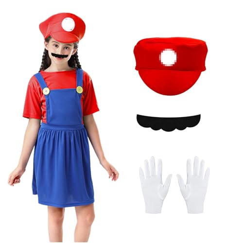 Kostüm Kinder/Erwachsene, Kostüm mit Bodysuit, Cap und Bart, Kinder Erwachsenen Cosplay Kostüm, Karneval Halloween Cosplay Kostüm Dekoration für Junge Mädchen Kinder Erwachsene Faschingskostüme von LXWINNER