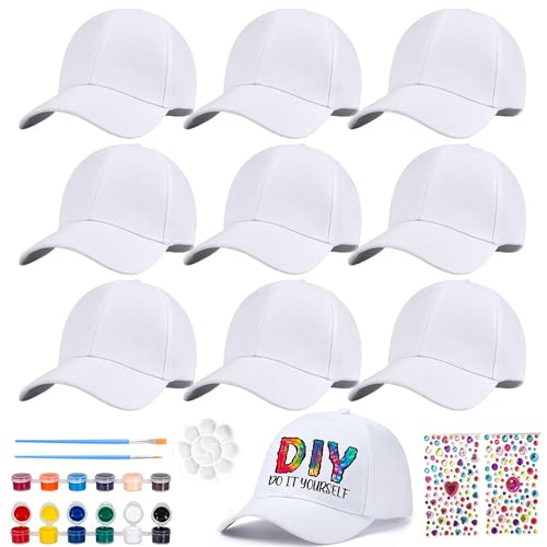 LXWINNER 10 Stück Graffiti Kappe Zum Bemalen, DIY Baseballkappe Mit Edelstein Aufklebern, Kinder Baseballmütze Weiß, Geburtstag Geschenk Für Mädchen 4-11 Jahre LXWINNER 10 Stück Graffiti Kappe Zum Bemalen, DIY Baseballkappe Mit Edelstein Aufklebern, Kinder Baseballmütze Weiß, Geburtstag Geschenk Für Mädchen 4-11 Jahre von LXWINNER