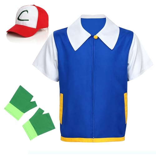 LXWINNER Kostüm für Kinde, TV Serien Kostüm, Cosplay Kostüm Blaue Jacke, Handschuhe, Hut Halloween Karneval Outfit, für Kinder Junge Halloween Carnival Cosplay Kostüm Zubehör von LXWINNER