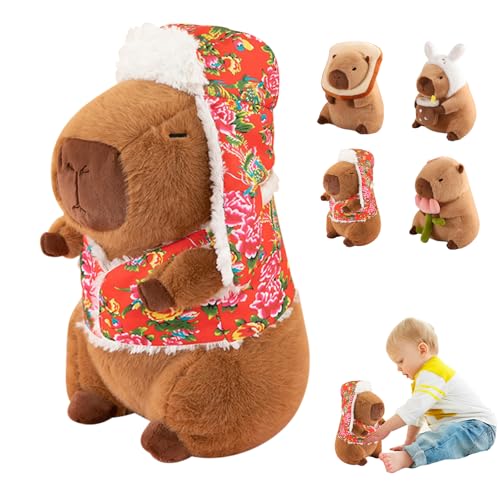 30cm Niedliche Capybara Plüschtier, Simulation Capybara Plüschtier, Wasserschwein Plüsch Wurfkisse, Super Weiche Gefüllte Spielzeug, Verfügbar für Home Deko und Kinder Geschenke (Quilted Jacket) von LXYYDS