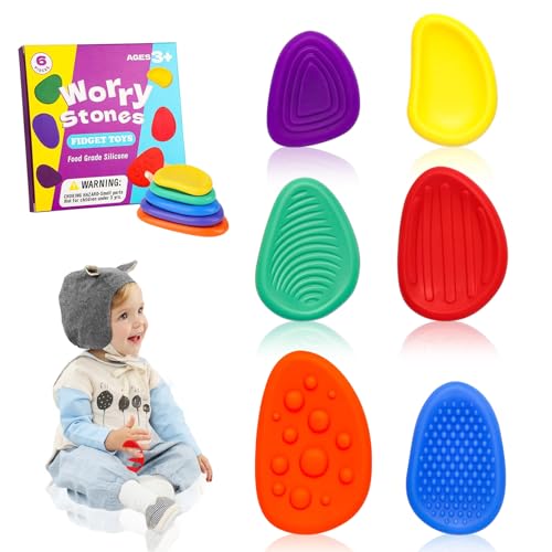 6 Stück Fidget Toys Sensory Stones, Stressabbau Spielzeug Sensorische Stone, Emotional Beruhigendes Spielzeug, Stressberuhigendes Spielzeug, Sensorischer Stein für Stress Kinder Erwachsene von LXYYDS