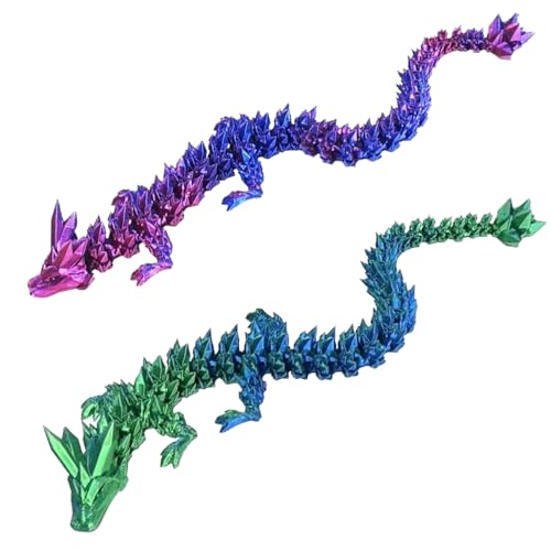 LXYYDS 2 Stück 3D Gedruckter Drache, Drachen Spielzeug, Beweglicher Drachen Figuren, 3D Gedrucktes Kristall Drachen Spielzeug, Für Kinder Drachenliebhaber von LXYYDS