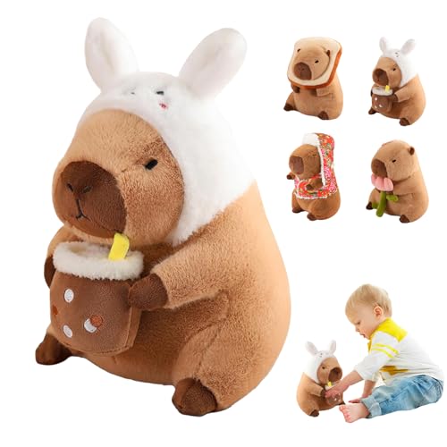 LXYYDS 30cm Niedliche Capybara Plüschtier, Simulation Capybara Plüschtier, Wasserschwein Plüsch Wurfkisse, Super Weiche Gefüllte Spielzeug, Verfügbar für Home Deko und Kinder Geschenke (Rabbit) von LXYYDS