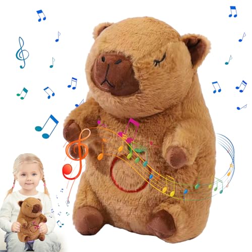 LXYYDS Schlummer Capybara Kuscheltier, Schlummer Capybara Plüschtier mit Atembewegung und Musik, Beruhigendes Capybara Plüschtier, Einschlafhilfe Plüschtier, Neugeborenes Baby Spielzeug und Geschenk von LXYYDS