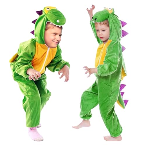 LXYYDS Dinosaurier Jumpsuit Kostüm, Dinosaurier Kostüm Kinder, Faschings Kostüm Dino, Dinosaurier Flauschige Onesies, Für Mädchen Jungen Halloween Karneval Cosplay Party, In 4 Größen Erhältlich von LXYYDS