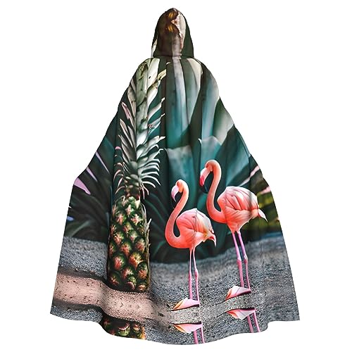 LXqlSS Ananas-Flamingo-Umhang mit Kapuze, Unisex, Halloween-Umhang für Teufel, Hexe, Zauberer, Halloween, Weihnachten, Cosplay von LXqlSS