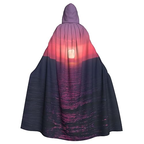 LXqlSS Bright Moon at Sea Hippie Kapuzenumhang Unisex Halloween Umhang für Teufel Hexe Zauberer Halloween Weihnachten Cosplay von LXqlSS