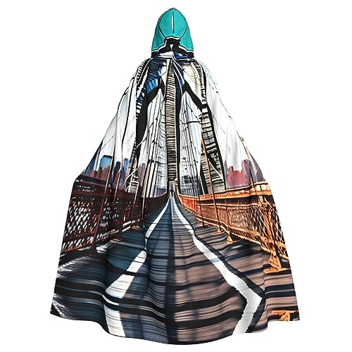 LXqlSS Brooklyn Bridge Kapuzenumhang Unisex Halloween Umhang für Teufel Hexe Zauberer Halloween Weihnachten Cosplay von LXqlSS