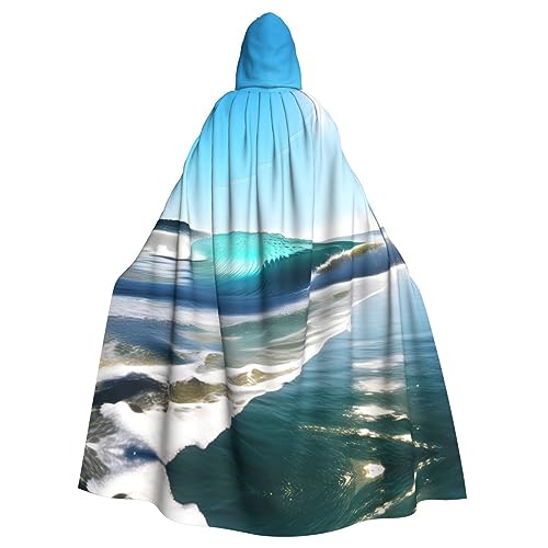 LXqlSS Clear Sky Wave Beach Hooded Cape Unisex Halloween Cloak for Devil Witch Wizard Halloween Christmas Cosplay von LXqlSS