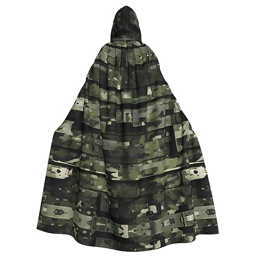 LXqlSS Digitaler Camouflage-Kapuzenumhang, Unisex, Halloween-Umhang für Teufel, Hexe, Zauberer, Halloween, Weihnachten, Cosplay von LXqlSS