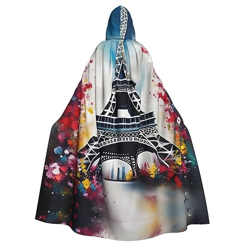 LXqlSS Eiffelturm Paris Malerei Kapuzenumhang Unisex Halloween Umhang für Teufel Hexe Zauberer Halloween Weihnachten Cosplay von LXqlSS