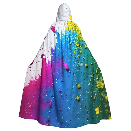 LXqlSS Farbspritzer-Hintergrund, Kapuzenumhang, Unisex, Halloween-Umhang für Teufel, Hexe, Zauberer, Halloween, Weihnachten, Cosplay von LXqlSS