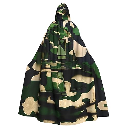 LXqlSS Grüner Armee-Umhang mit Kapuze, digital, Camouflage, Unisex, Halloween-Umhang für Teufel, Hexe, Zauberer, Halloween, Weihnachten, Cosplay von LXqlSS