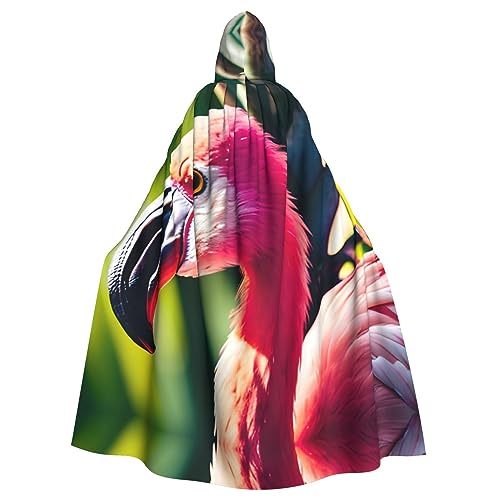 LXqlSS Kapuzenumhang mit tropischen Flamingos und Ananas, Unisex, Halloween-Umhang für Teufel, Hexe, Zauberer, Halloween, Weihnachten, Cosplay von LXqlSS