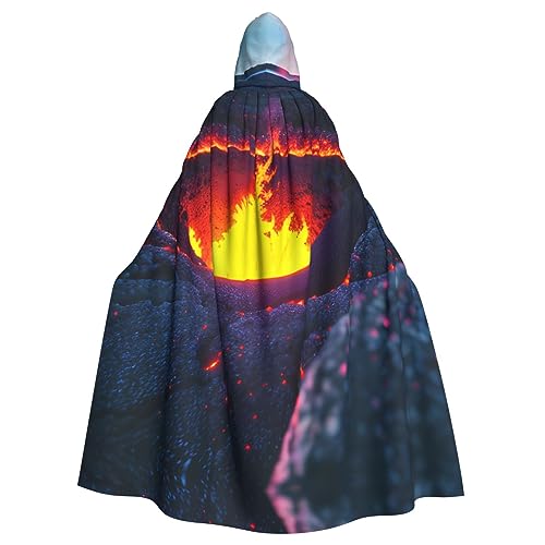 LXqlSS Kilauea Volcano Kapuzenumhang, Unisex, Halloween-Umhang für Teufel, Hexe, Zauberer, Halloween, Weihnachten, Cosplay von LXqlSS