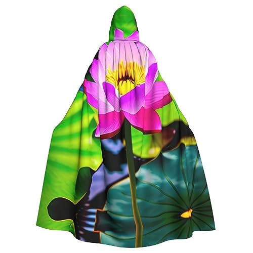 LXqlSS Lotus Blumen Kapuzenumhang Unisex Halloween Umhang für Teufel Hexe Zauberer Halloween Weihnachten Cosplay von LXqlSS