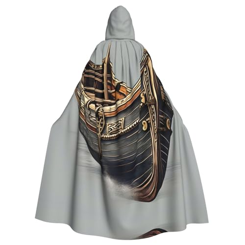 LXqlSS Old Viking Boats Kapuzenumhang Unisex Halloween Umhang für Teufel Hexe Zauberer Halloween Weihnachten Cosplay von LXqlSS