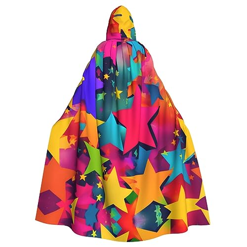 LXqlSS Rainbow Stars Kapuzenumhang Unisex Halloween Umhang für Teufel Hexe Zauberer Halloween Weihnachten Cosplay von LXqlSS