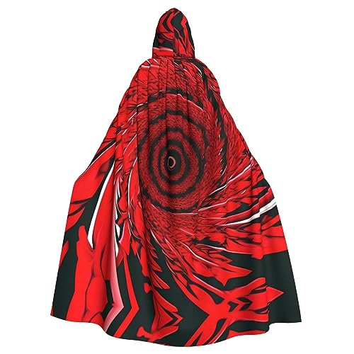 LXqlSS Roter Blumen-Wirbel-Spiral-Kapuzenumhang, Unisex, Halloween-Umhang für Teufel, Hexe, Zauberer, Halloween, Weihnachten, Cosplay von LXqlSS