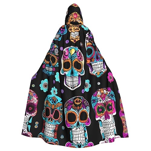 LXqlSS Sugar Skull Kapuzenumhang Unisex Halloween Umhang für Teufel Hexe Zauberer Halloween Weihnachten Cosplay von LXqlSS