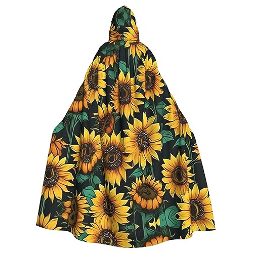 LXqlSS Umhang mit Sonnenblume, Unisex, für Halloween, Hexe, Zauberer, Halloween, Weihnachten, Cosplay von LXqlSS