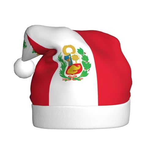 LXqlSS Weihnachtsmütze, Motiv: Flagge von Peru, Plüsch, Weihnachtsmann, Schneemann, Weihnachtsdekoration, Hüte für Weihnachten, Urlaub, Partyzubehör von LXqlSS