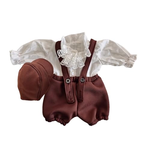 LYBZLJ Baby Strampler Aus Elastischem Stoff Foto Requisiten Säuglings Baby Outfits Vintage Hemd Shorts Mütze Set Monatliche Jungenkleidung Unvergessliche Baby Fotoshootings von LYBZLJ