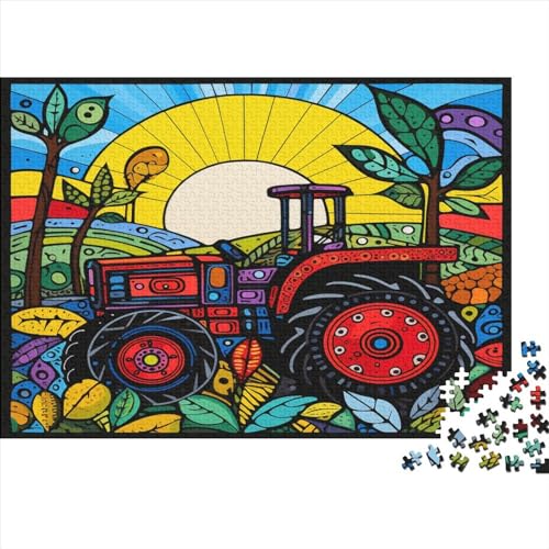 Bunter Traktor Puzzle Erwachsenenpuzzle Farbenfrohes AI Design 1000 Teile Puzzle Für Erwachsene Ab 14 Jahren 1000pcs (75x50cm) von LYCREW